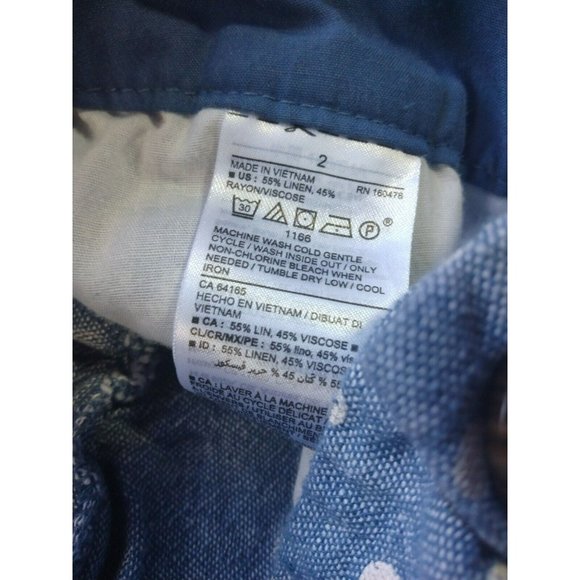 Old Navy Shorts Womens Sz 2 Blue Linen Shorties Polka Dot Everyday Short Shortys - Picture 5 of 12